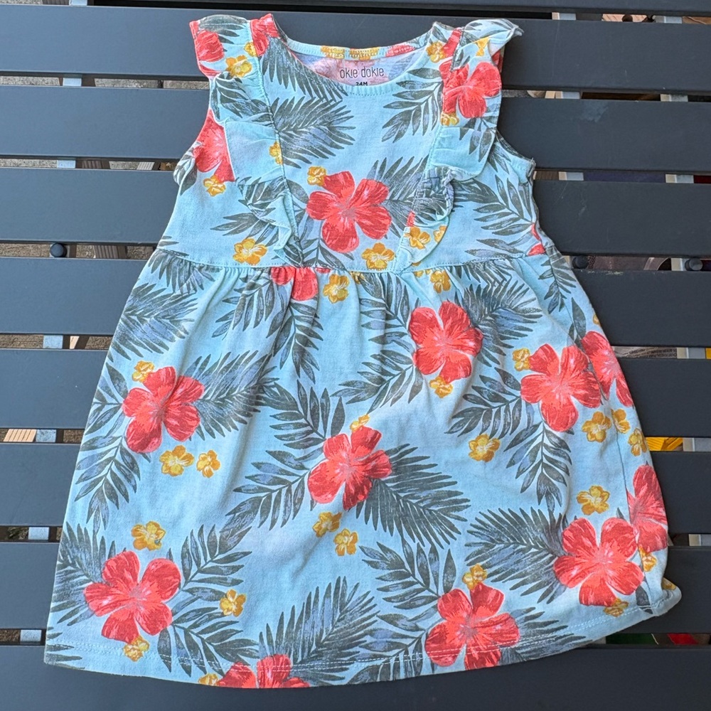 Okie dokie girls floral tropical dress